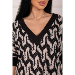 Костюм двойка женский 2188/1 кулирка (р-ры: 48-62) бежевый-черный