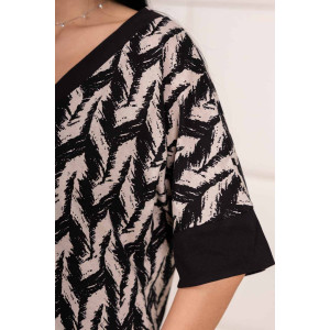 Костюм двойка женский 2188/1 кулирка (р-ры: 48-62) бежевый-черный