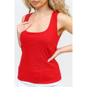 Топ женский Топ-01 кулирка с лайкрой пенье (р-ры: 44-54) красный