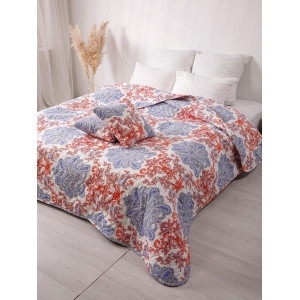 Покрывало стеганое двухстороннее поплин "Царственный образ" красно-синий