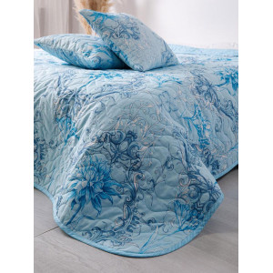 Покрывало стеганое двухстороннее бязь "Лунный свет" голубой