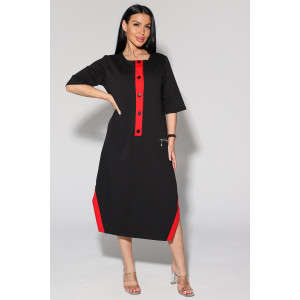 Платье женское №2155/2 футер 2-х нитка (р-ры: 48-58) чёрный