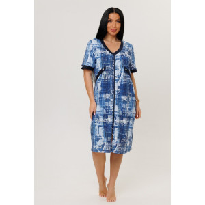 Халат женский №1762/4 кулирка (р-ры: 50-60) синий