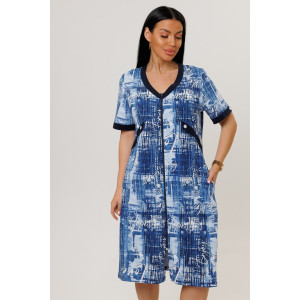 Халат женский №1762/4 кулирка (р-ры: 50-60) синий