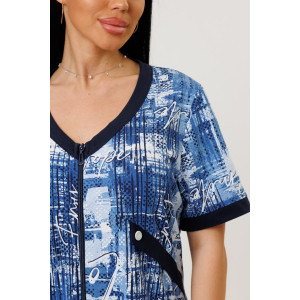 Халат женский №1762/4 кулирка (р-ры: 50-60) синий