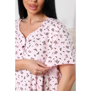 Сорочка женская 2056/6 кулирка (р-ры: 60-74) розовые листики