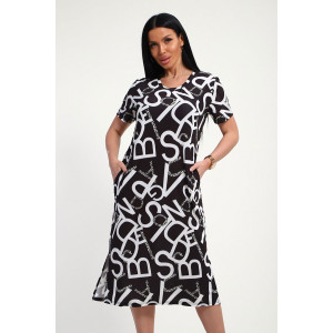 Платье женское "Изабелла" масло (р-ры: 48-62) буквы на черном Платье женское "Изабелла" масло (р-ры: 48-62) буквы на черном