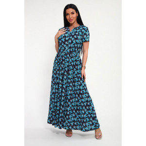 Платье женское "Виктория" масло (р-ры: 48-58) бирюзовый цветок Платье женское "Виктория" масло (р-ры: 48-58) бирюзовый цветок