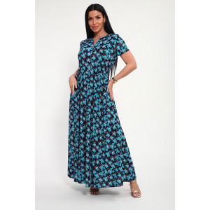 Платье женское "Виктория" масло (р-ры: 48-58) бирюзовый цветок Платье женское "Виктория" масло (р-ры: 48-58) бирюзовый цветок