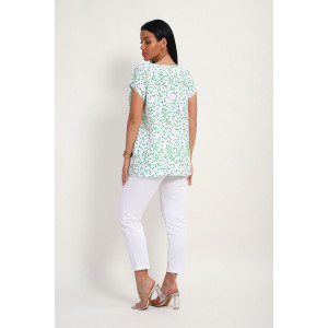 Блузка женская "Шери" штапель (р-ры: 48-58) бело-зеленый