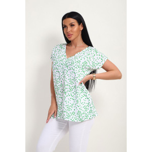 Блузка женская "Шери" штапель (р-ры: 48-58) бело-зеленый