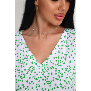 Блузка женская "Шери" штапель (р-ры: 48-58) бело-зеленый