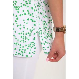 Блузка женская "Шери" штапель (р-ры: 48-58) бело-зеленый