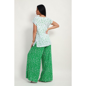 Блузка женская "Шери" штапель (р-ры: 48-58) бело-зеленый