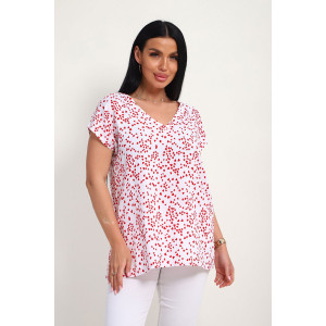 Блузка женская "Шери" штапель (р-ры: 48-58) бело-красный