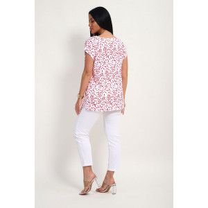 Блузка женская "Шери" штапель (р-ры: 48-58) бело-красный