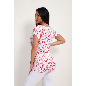 Блузка женская "Шери" штапель (р-ры: 48-58) бело-красный