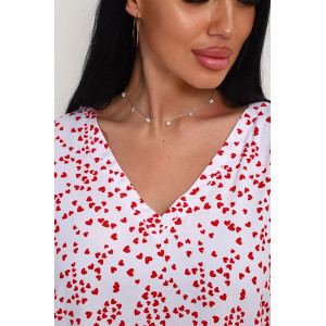 Блузка женская "Шери" штапель (р-ры: 48-58) бело-красный