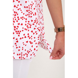 Блузка женская "Шери" штапель (р-ры: 48-58) бело-красный