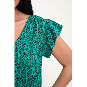 Сарафан женский "Мадонна" штапель (р-ры: 48-58) зеленый леопард