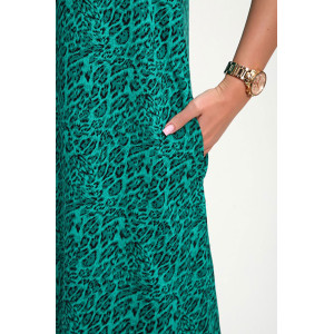 Сарафан женский "Мадонна" штапель (р-ры: 48-58) зеленый леопард