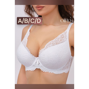 Бюстгальтер женский OIRO кружевной с пуш-ап ALICE 1032 (последний размер) белый 85D,105D