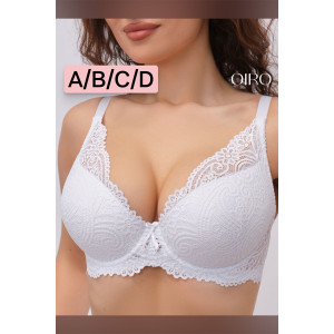 Бюстгальтер женский OIRO кружевной с пуш-ап ALICE 1032 (последний размер) белый 85D,105D
