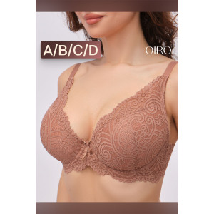 Бюстгальтер женский OIRO кружевной с пуш-ап ALICE 1032 (последний размер) кофе 105D