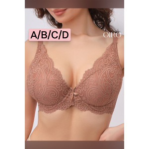 Бюстгальтер женский OIRO кружевной с пуш-ап ALICE 1032 (последний размер) кофе 105D