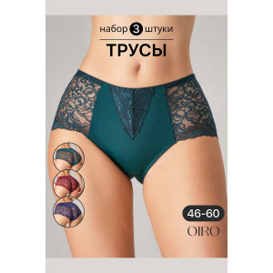 Трусы женские 0207 OIRO нейлон (последний размер) зеленый, синий, бордо - упаковка 3 шт. 58-60