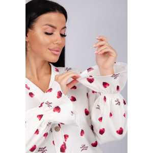 Пижама женская "Романтика" футер 2-х нитка с начёсом (последний размер) красные сердечки love you 50