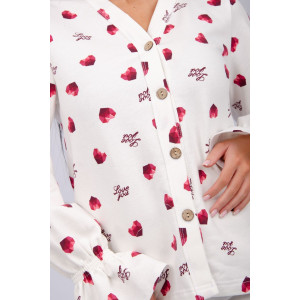 Пижама женская "Романтика" футер 2-х нитка с начёсом (последний размер) красные сердечки love you 50