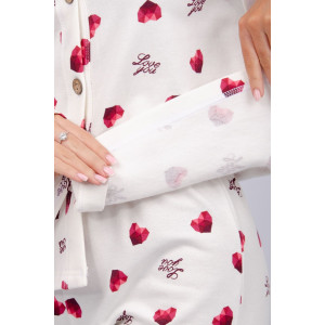 Пижама женская "Романтика" футер 2-х нитка с начёсом (последний размер) красные сердечки love you 50