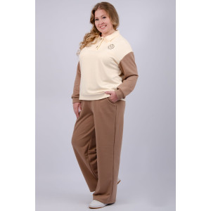 Костюм двойка женский "Колористика" футер 3-х нитка петля (последний размер) коричневый 48