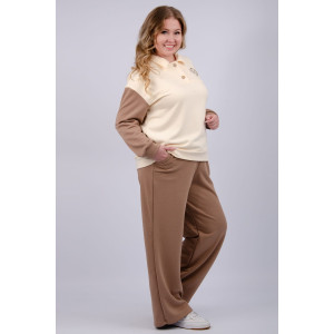 Костюм двойка женский "Колористика" футер 3-х нитка петля (последний размер) коричневый 48