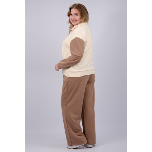 Костюм двойка женский "Колористика" футер 3-х нитка петля (последний размер) коричневый 48