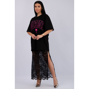 Костюм двойка женский с юбкой "Монохром 2" кулирка-п/э (последний размер) черный 52