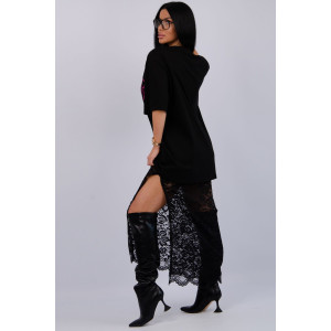 Костюм двойка женский с юбкой "Монохром 2" кулирка-п/э (последний размер) черный 52