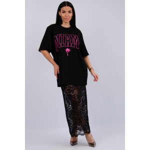 Костюм двойка женский с юбкой "Монохром 2" кулирка-п/э (последний размер) черный 52