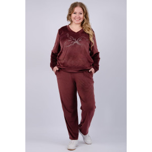 Костюм двойка женский "Велюр 2" велюр (последний размер) гранат 52,56