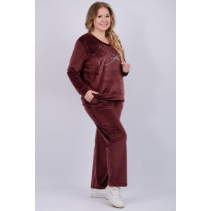 Костюм двойка женский "Велюр 2" велюр (последний размер) гранат 52,56