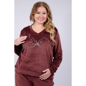 Костюм двойка женский "Велюр 2" велюр (последний размер) гранат 52,56