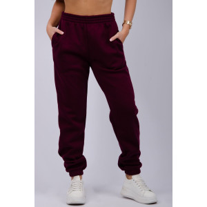 Джоггеры женские "Мистерия 2" футер 3-х нитка с начесом (последний размер) бордо 46,54