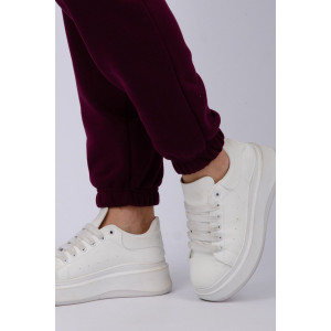 Джоггеры женские "Мистерия 2" футер 3-х нитка с начесом (последний размер) бордо 46,54