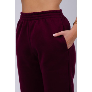 Джоггеры женские "Мистерия 2" футер 3-х нитка с начесом (последний размер) бордо 46,54