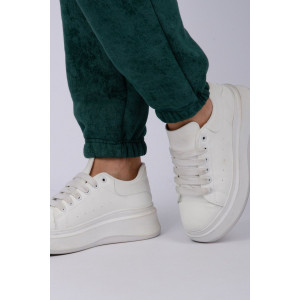 Джоггеры женские "Мистерия 3" футер 3-х нитка с начесом (последний размер) изумруд 48