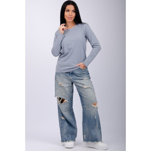 Лонгслив женский "Каприз 2" кулирка (последний размер) туман 46