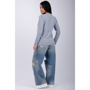 Лонгслив женский "Каприз 2" кулирка (последний размер) туман 46