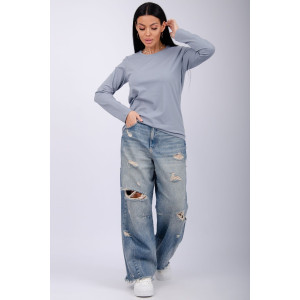 Лонгслив женский "Каприз 2" кулирка (последний размер) туман 46