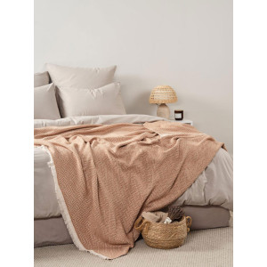 Покрывало-плед хлопковое "Бежевый"